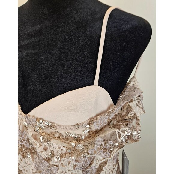 Alex Evenings Womens Rose Gold Lace & Sequin Cap Sleeve Sheath Dress Size 6 - Picture 8 of 15